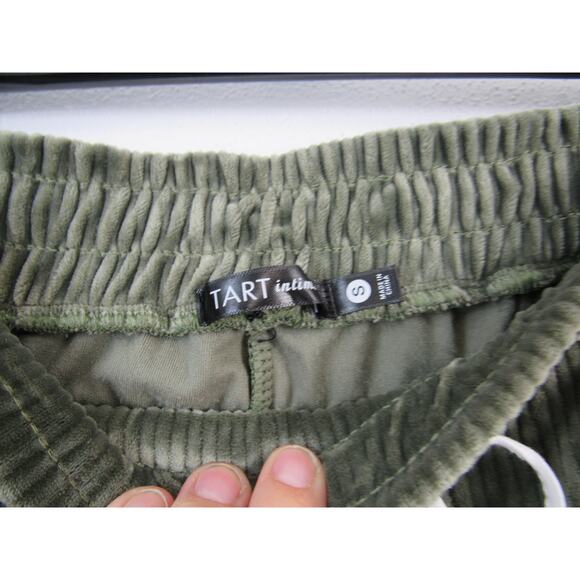 Tart Intimates Small Green Corduroy Pull On Flared Pants Comfy Loungewear Olive - Picture 2 of 6